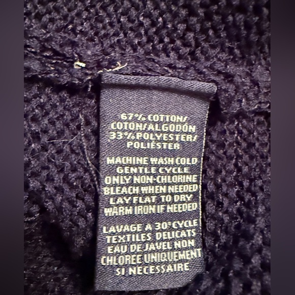 American Living Navy Crochet Cotton Blend Tunic Top Crew Neck 3/4 Sleeve XL New - Picture 7 of 10